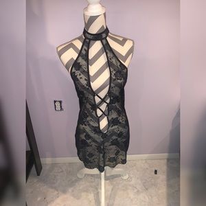 Shirley of Hollywood black lace chemise dress